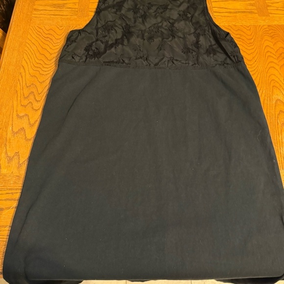 Vintage Blue Cactus Maxi Dress in Black 1X Sleeveless Boho Artwear Double Slit - Picture 14 of 16